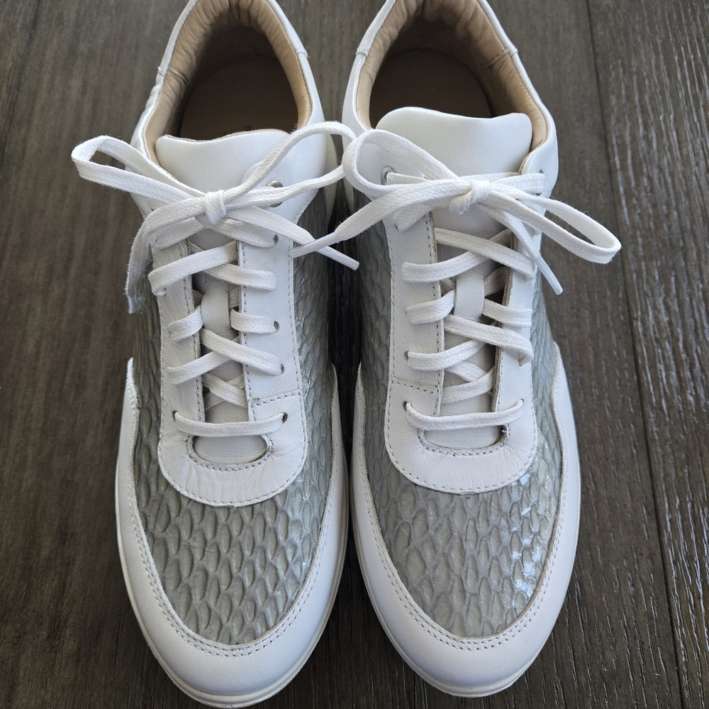 Marc Joseph White and Gray Athletic Shoes